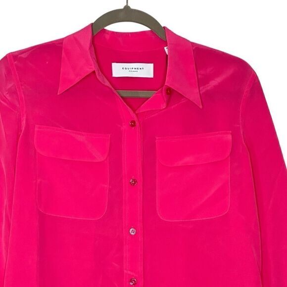 Equipment Slim Signature Pink Silk Long Sleeve Button Up Shirt | Size S - Picture 10 of 10